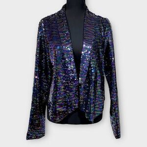 Essue Multi-colored sequin cropped tuxedo jacket Size S